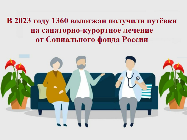 В 2023 году 1360 вологжан получили путёвки на санаторно-курортное лечение от Социального фонда России. В 2023 году 1360 вологжан получили путёвки на санаторно-курортное лечение от Социального фонда России.